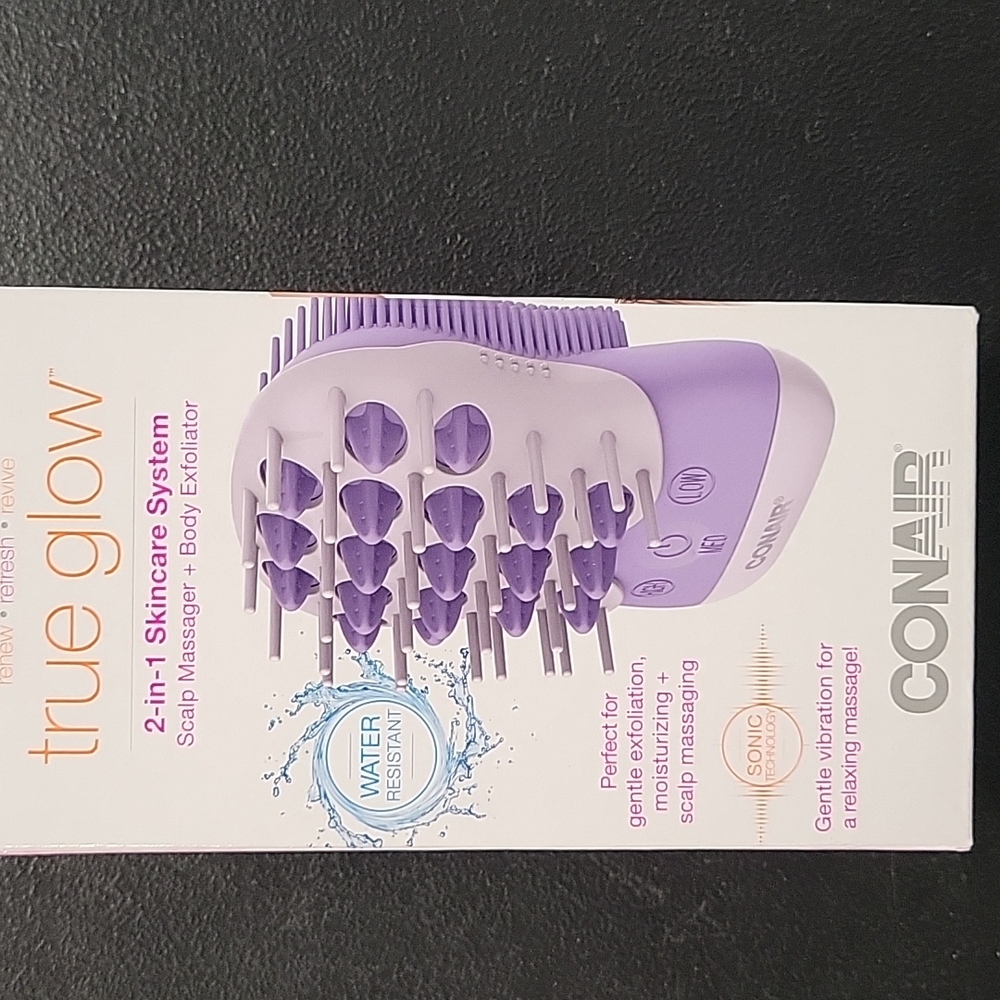 True Glow by Conair Hair Scalp Massager + Body Exfoliator